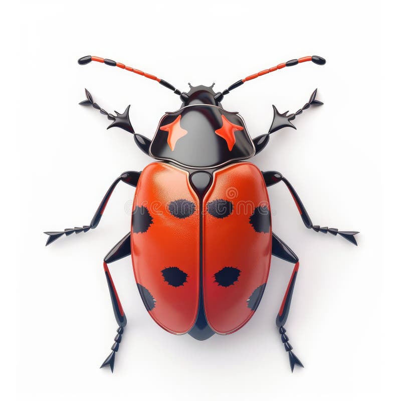 Britischer Rot-Schwarz-Ladybug Käfer im Detail CloseUp lizenzfreie abbildung