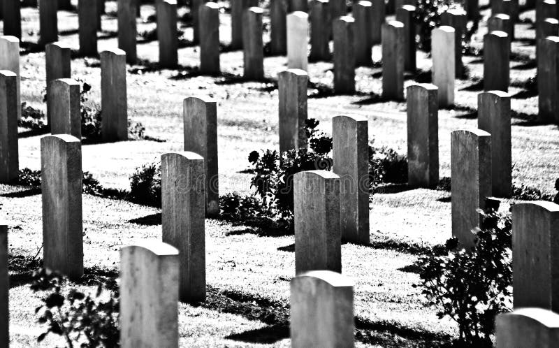 British World War I military cemetery - black and white version. British World War I military cemetery - black and white version