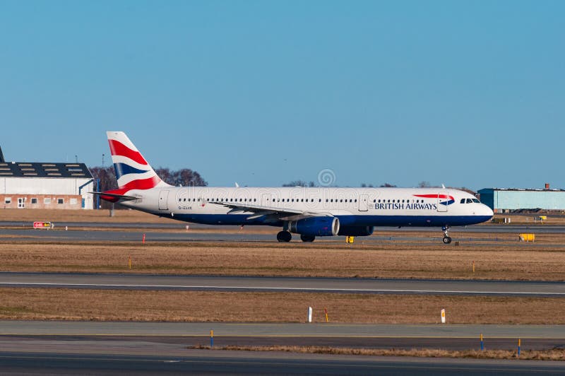 British airways Airbus A321 airplane in Copenhagen airport royalty free stock image British airways Airbus A321 airplane in Copenhagen airport royalty free stock image