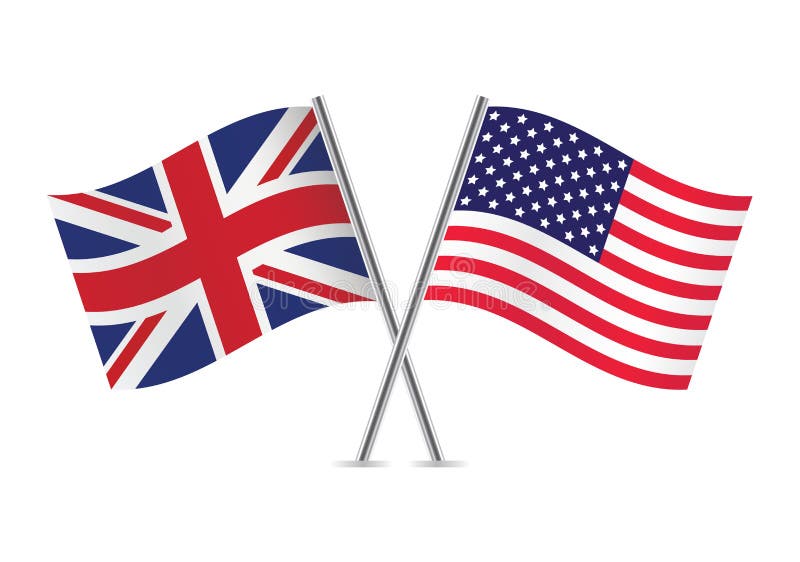 British and American Flags. Vector Illustration. Stock Vector