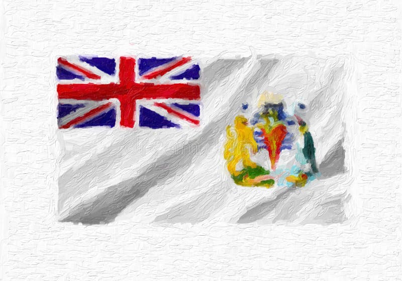 British Antarctic Territory Hand Painted Waving National Flag. Stock
