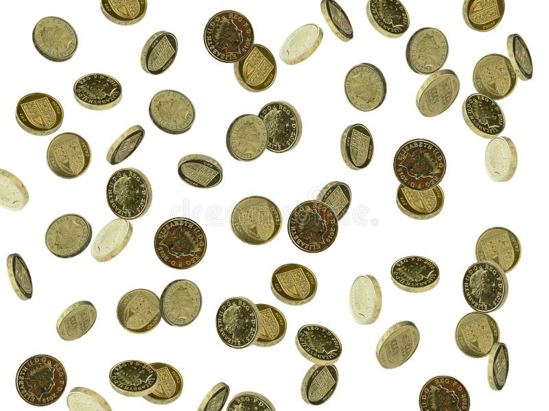 Falling UK Coins stock images Falling UK Coins stock images