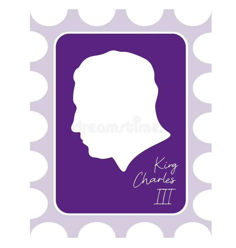 British Monarch. Postage Stamp with Silhouette of King Charles III