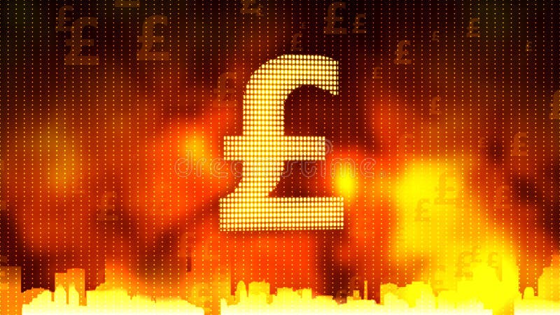 British pound sign against fiery background, stable currency, financial market, stock footage