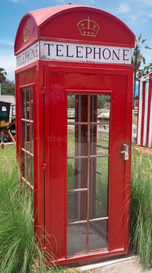 Vintage Red English Telephone Booth With Crown Editorial Stock Photo Image of english, antique