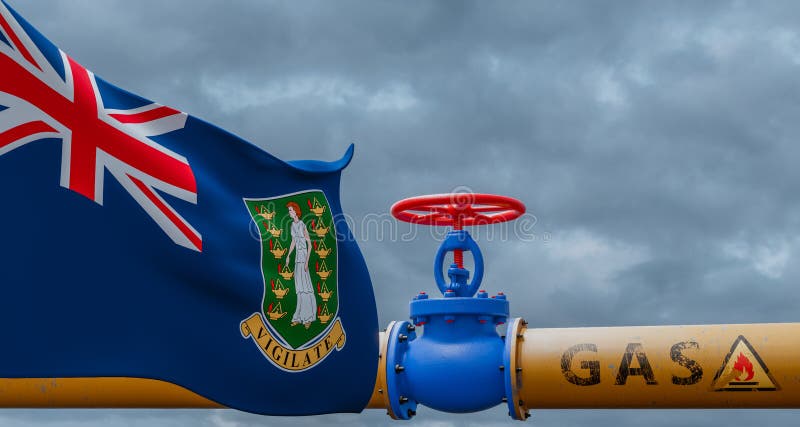 British Virgin Islands gas, valve on the main gas pipeline British Virgin Islands, Pipeline with flag British Virgin Islands royalty free illustration