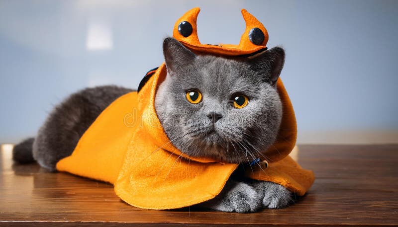 Britisk shorthair-katt med en rolig kostym. royaltyfri illustrationer