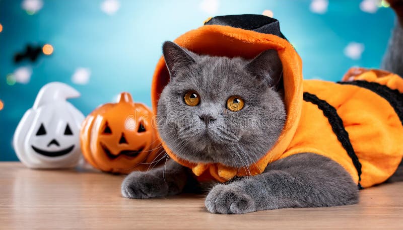 Britisk shorthair-katt med en rolig kostym. vektor illustrationer