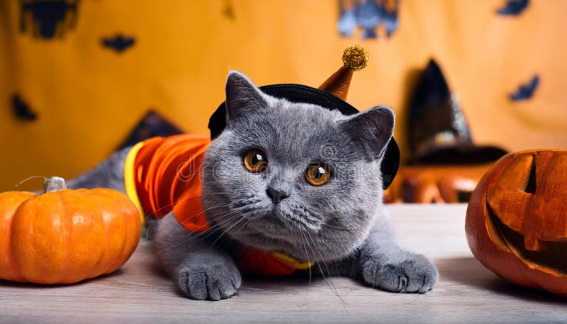 Britisk shorthair-katt med en rolig kostym. stock illustrationer