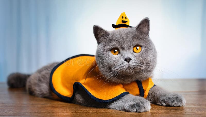 Britisk shorthair-katt med en rolig kostym. royaltyfri illustrationer