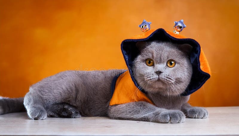 Britisk shorthair-katt med en rolig kostym. vektor illustrationer
