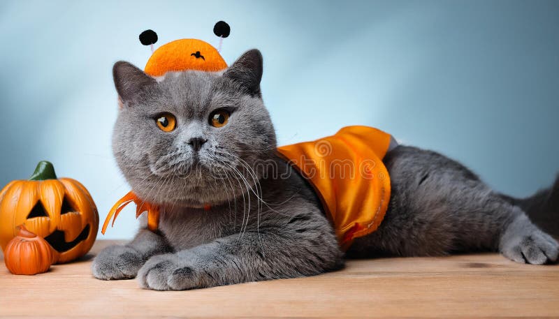 Britisk shorthair-katt med en rolig kostym. vektor illustrationer