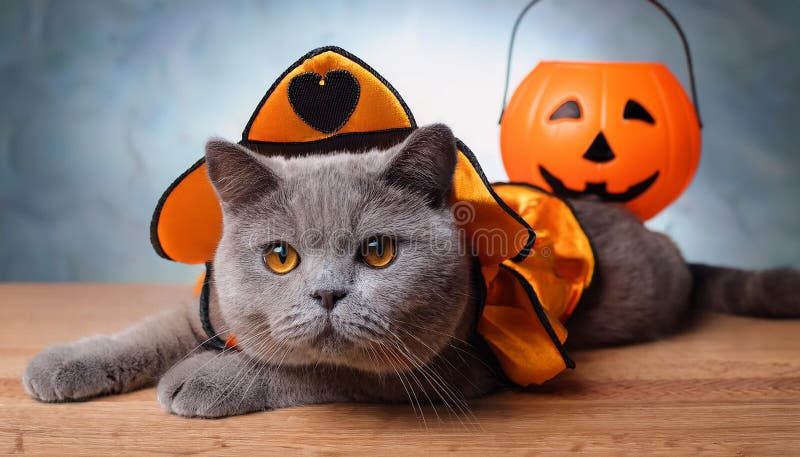 Britisk shorthair-katt med en rolig kostym. stock illustrationer