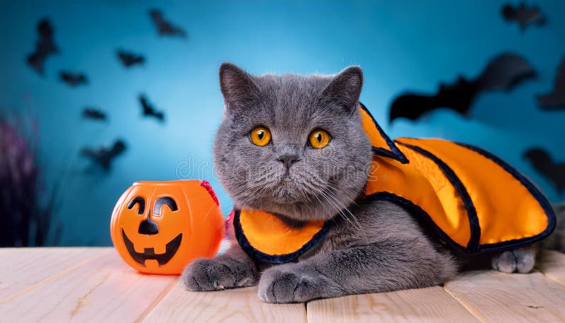 Britisk shorthair-katt med en rolig kostym. stock illustrationer