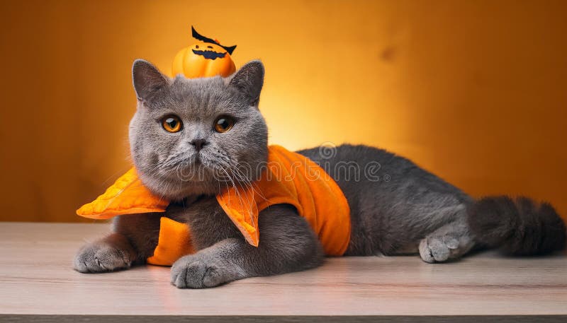 Britisk shorthair-katt med en rolig kostym. vektor illustrationer