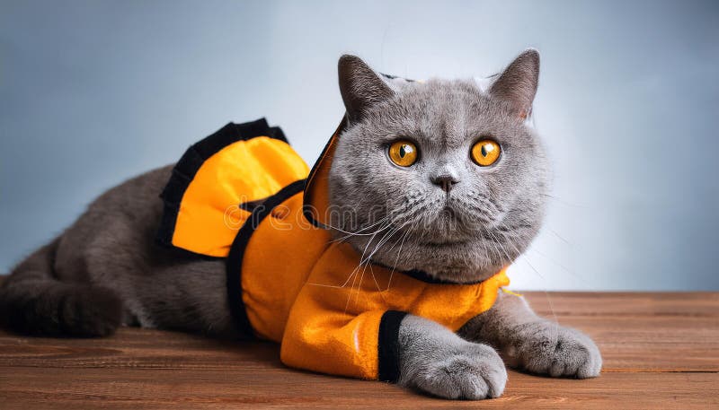 Britisk shorthair-katt med en rolig kostym. vektor illustrationer