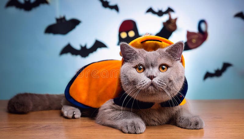 Britisk shorthair-katt med en rolig kostym. royaltyfri illustrationer
