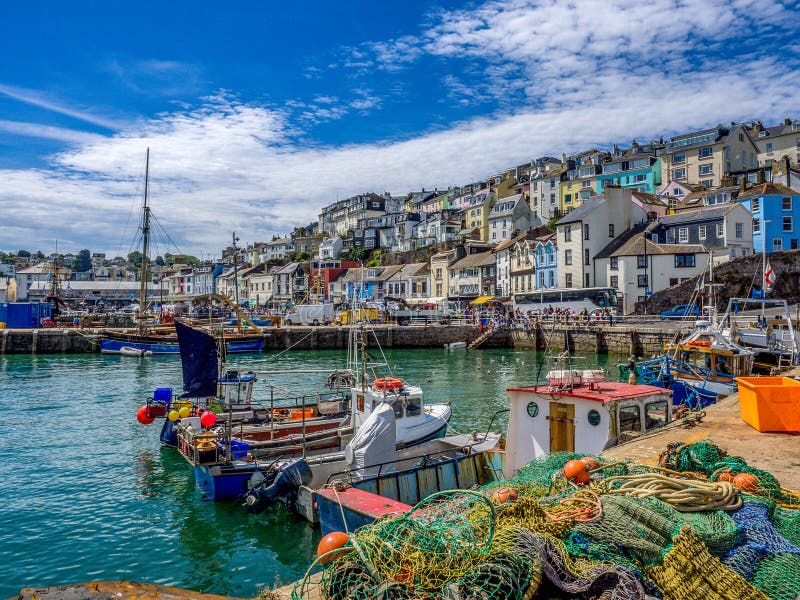 Brixham Visserijdorp - Devon United Kingdom stock foto's Brixham Visserijdorp - Devon United Kingdom stock foto's