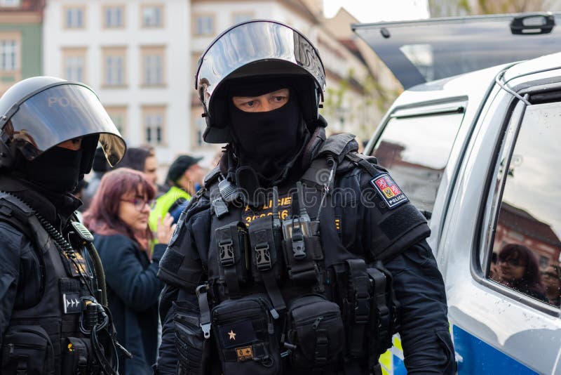 Brno, Czech Republic - May 1, 2019: Armed Police Officer Editorial ...