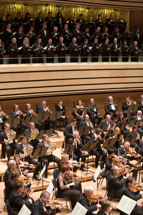 Members of the Brno Philharmonic Orchestra perform on stage at MUPA on March 9. Members of the Brno Philharmonic Orchestra perform on stage at MUPA on March 9