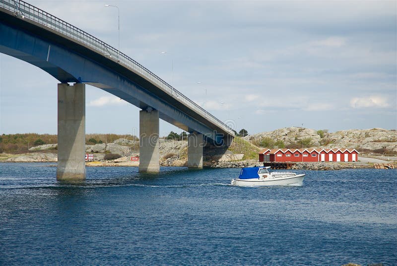 Bro i ett sommarlandskap på västkusten, Sverige arkivfoto Bro i ett sommarlandskap på västkusten, Sverige arkivfoto