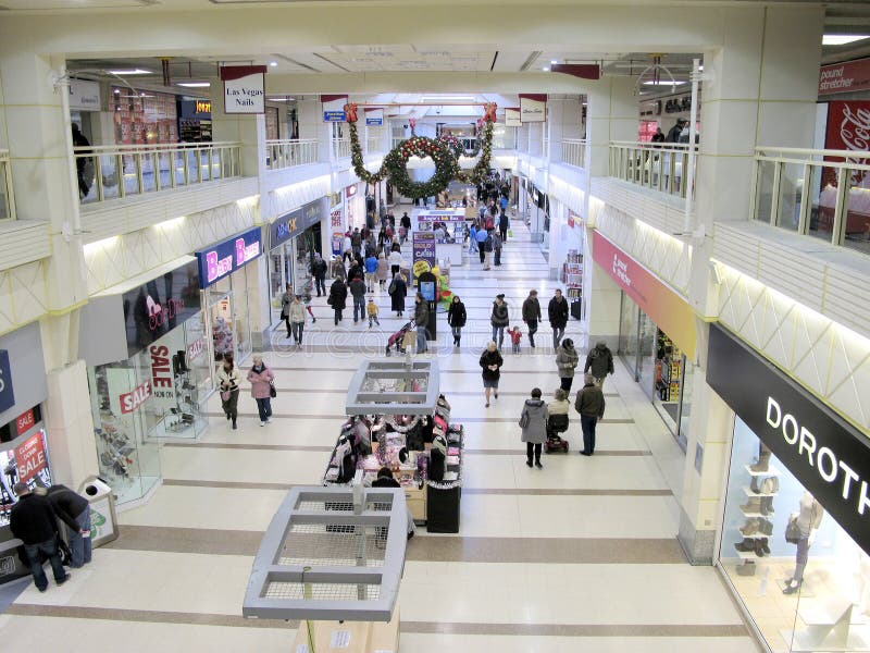 The main mall in the Broadmarsh Shopping centre decorated ready for Christmas in Nottingham, Nottinghamshire, England, UK. The main mall in the Broadmarsh Shopping centre decorated ready for Christmas in Nottingham, Nottinghamshire, England, UK.