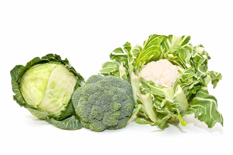 Broccoli, cabbage, cauliflower