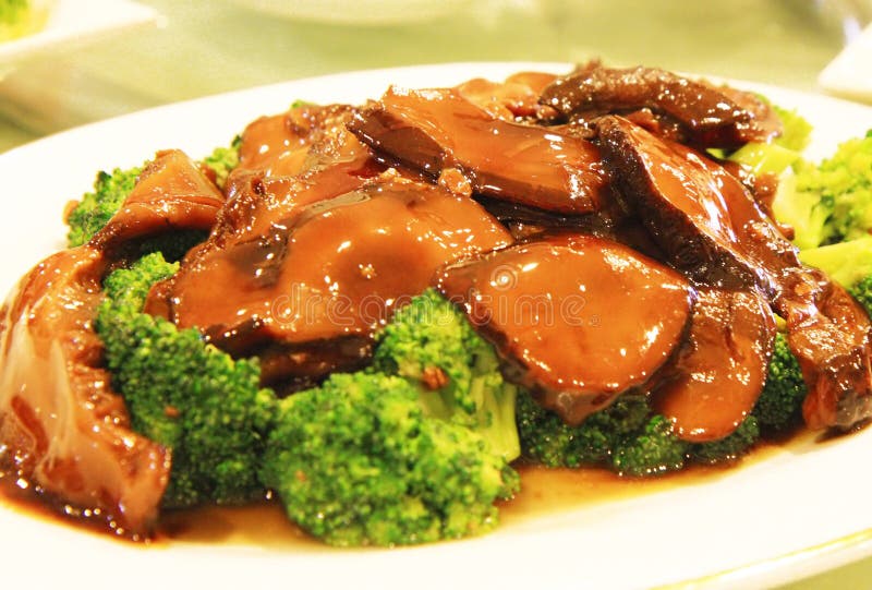 Broccoli and Mushroom on Oyster Sauce Stock Image Image of saucy