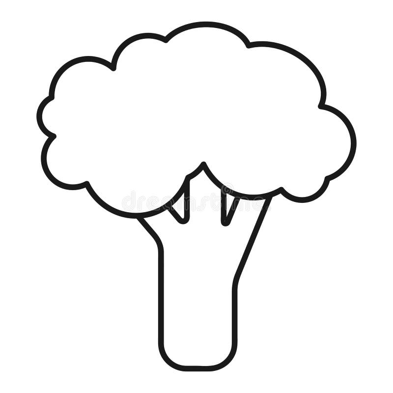 Broccoli Icon in Outline Style. Outline Drawing of Broccoli on a White