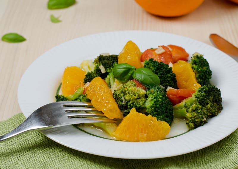 Broccoli Salad with Carrot ,baby Corn and Snap Pea Stock Image Image