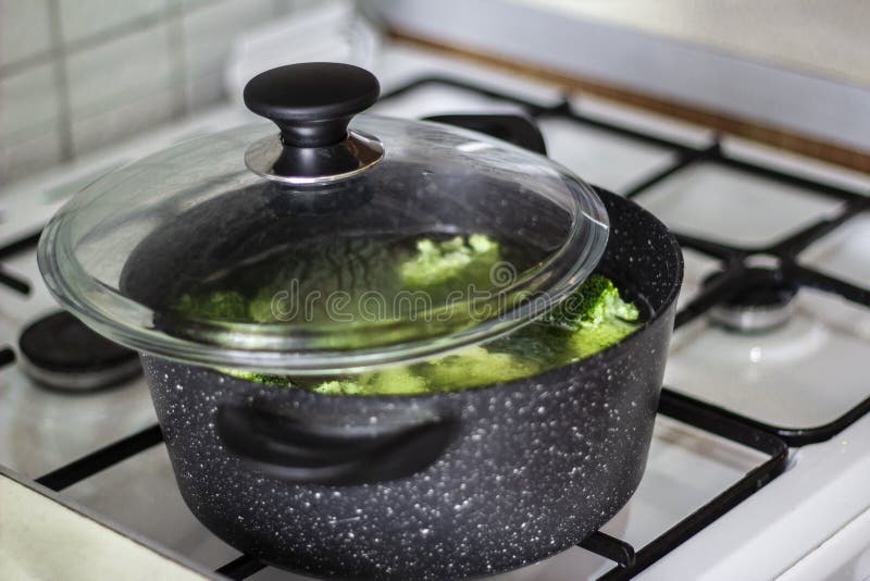Broccoli Vegetable Boiling in the Pot Stock Photo Image of ingredient