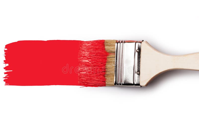 Brocha con la pintura roja foto de archivo libre de regalías Brocha con la pintura roja foto de archivo libre de regalías