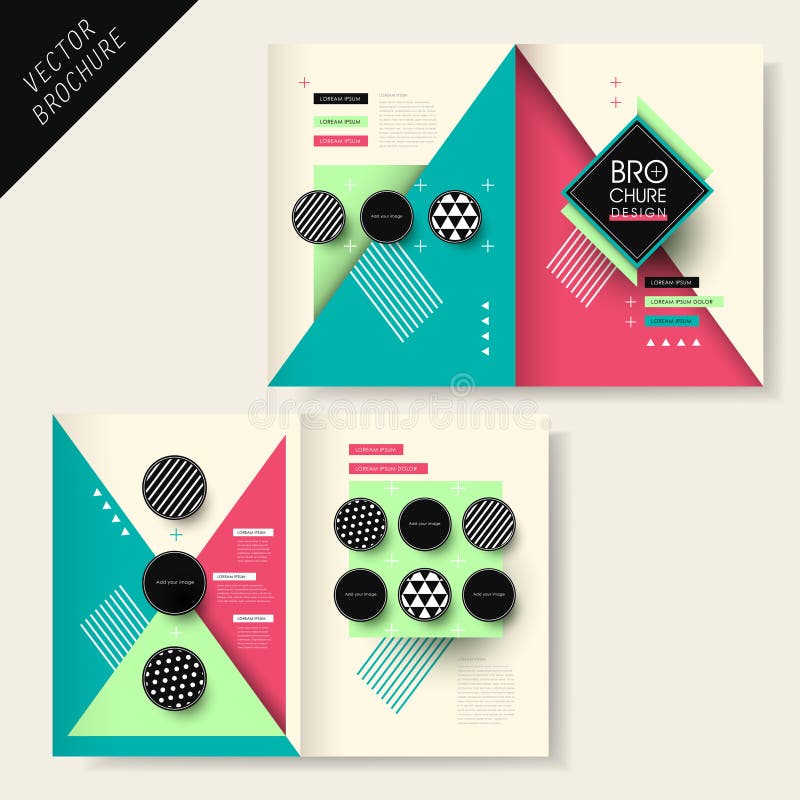 Brochure design with stripe and triangle vector illustration