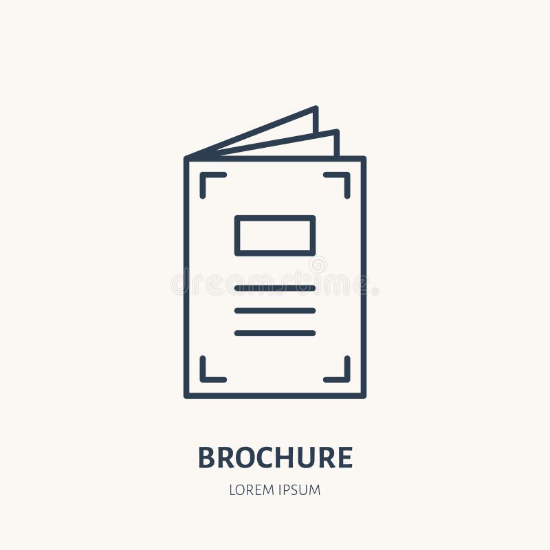 Free Brochure Flat Line Icon. Booklet, Promotion Catalog Sign. Thin Linear Logo For Printery, Design Studio Stock Images - 113734324