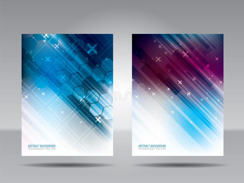 Brochure template, flyer, card or banner of technology and commu stock illustration
