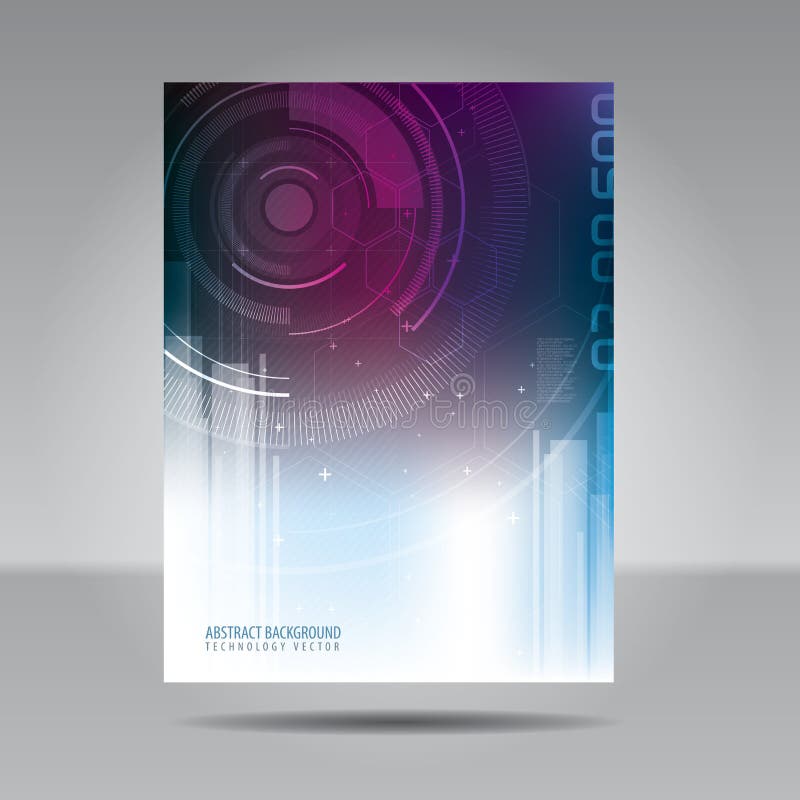 Brochure template, flyer, card or banner of technology and commu