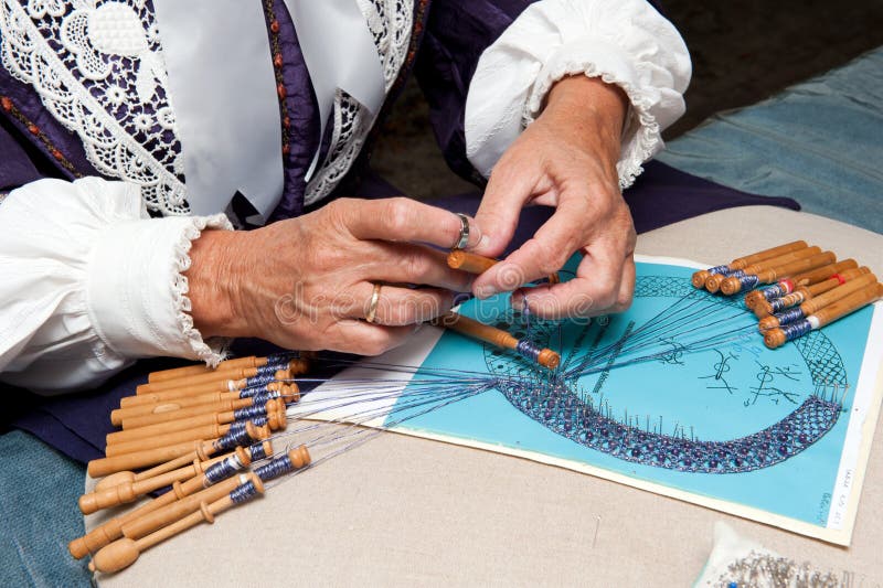 Woman making a traditional embroidery. Woman making a traditional embroidery