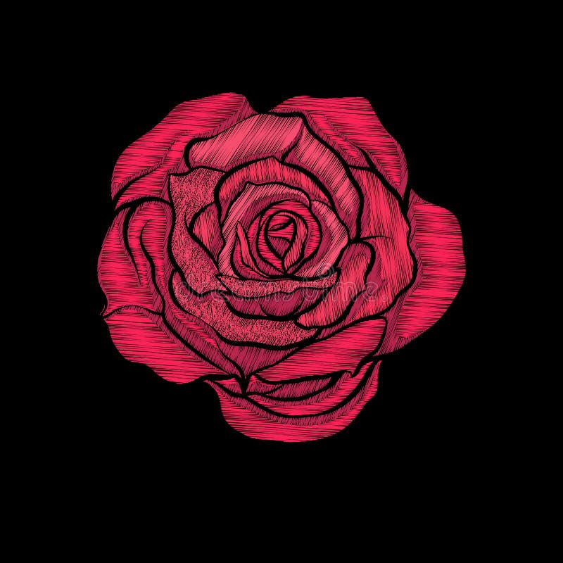 broderie Rose brodée de rouge d'éléments de conception dans le styl de vintage illustration libre de droits broderie Rose brodée de rouge d'éléments de conception dans le styl de vintage illustration libre de droits