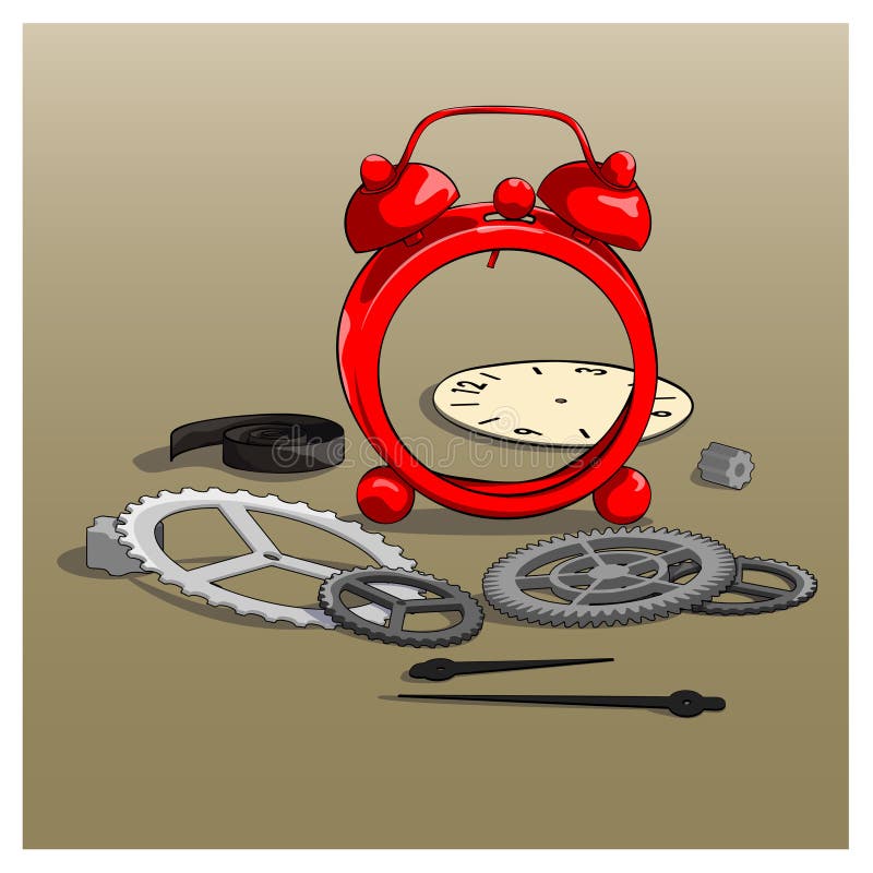 Broken alarm clock stock illustration. Illustration of shatter 197396884