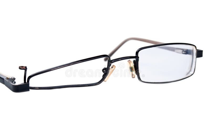 Broken black eyeglasses