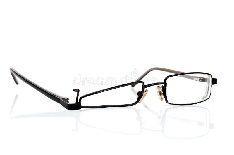 Broken black eyeglasses