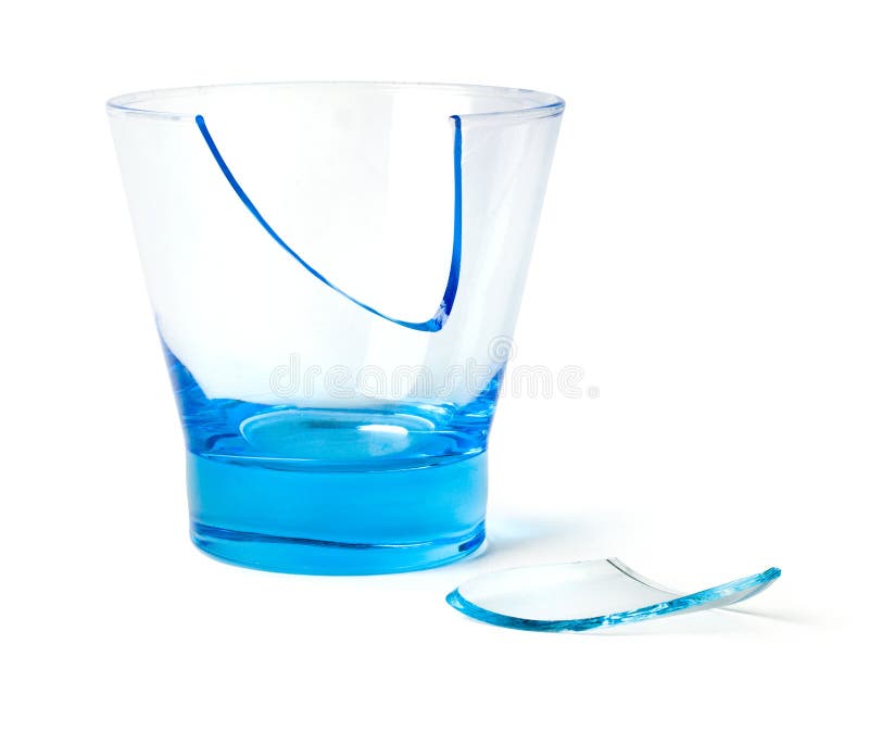 Broken blue glass cup stock image. Image of pair, shattered 34383299