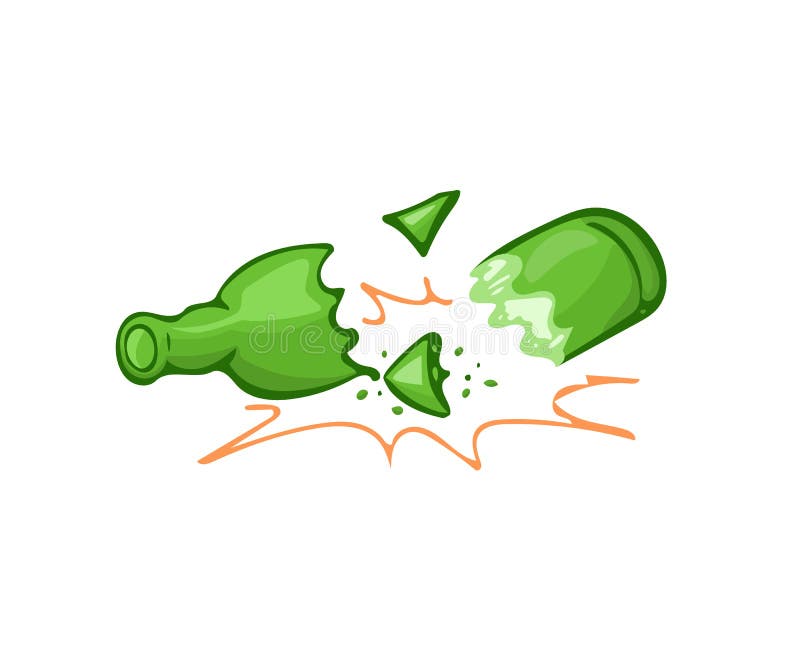 Broken bottle glass stock illustration. Illustration of shattered