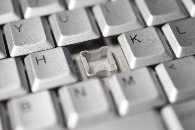Broken Button on a Computer Keyboard, Closeup Stock Image Image of