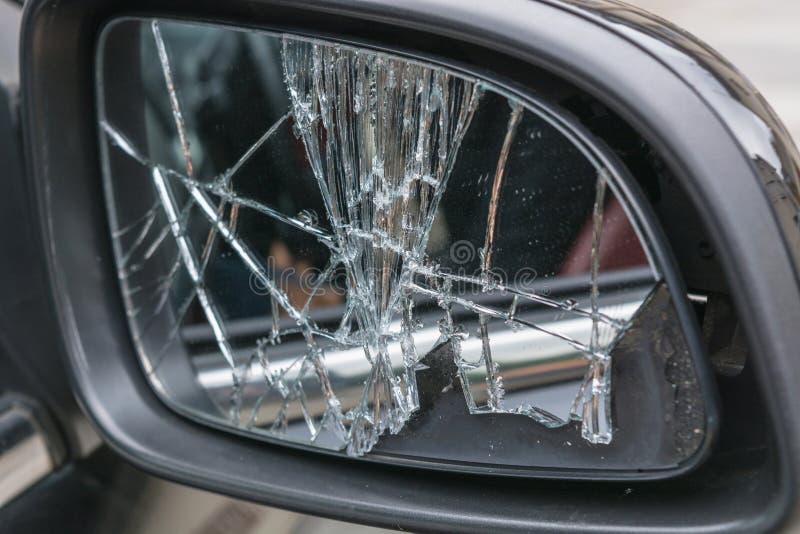 Broken car side mirrors. stock photo. Image of glass 62081538