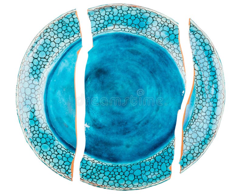 Broken blue ceramic plate stock photo. Image of empty 52845228