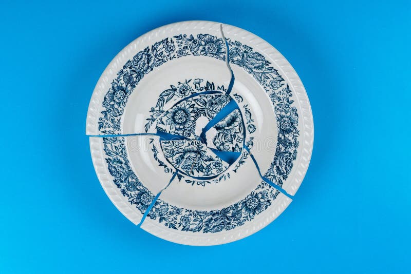 Broken Ceramic Plate with Patterns Stock Image Image of problems