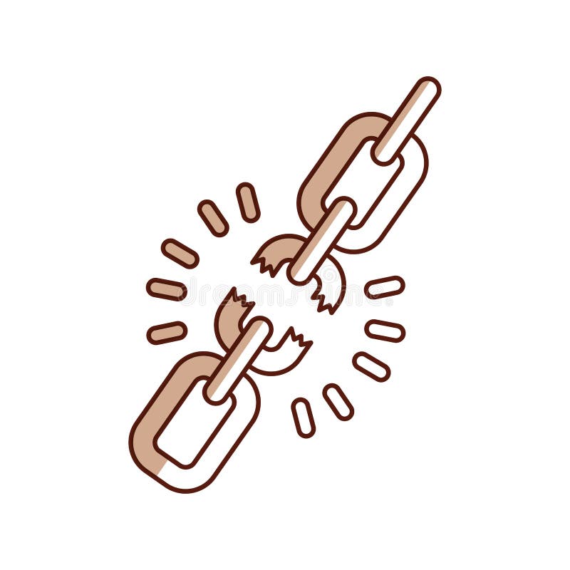 Broken chain isolated icon stock vector. Illustration of abstract