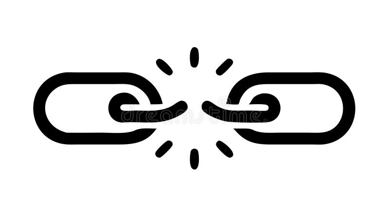 Broken chain link icon, denotes disconnection or separation , vector design Generative AI stock illustration