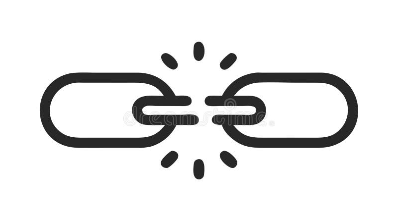 Broken chain link outline icon, representing disconnection , vector design Generative AI vector illustration